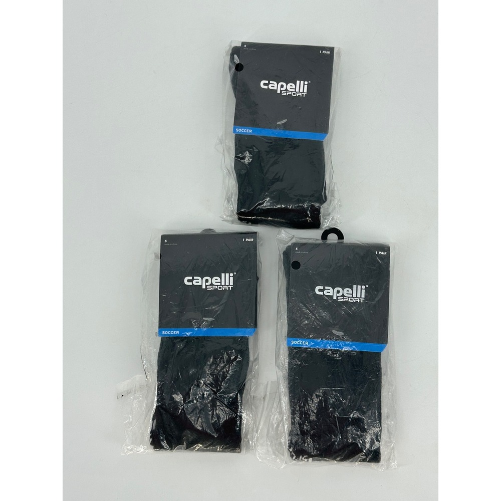 Lot of 3 Capelli Sport Men's Black Soccer Socks Size Small New-Sports Athleisure